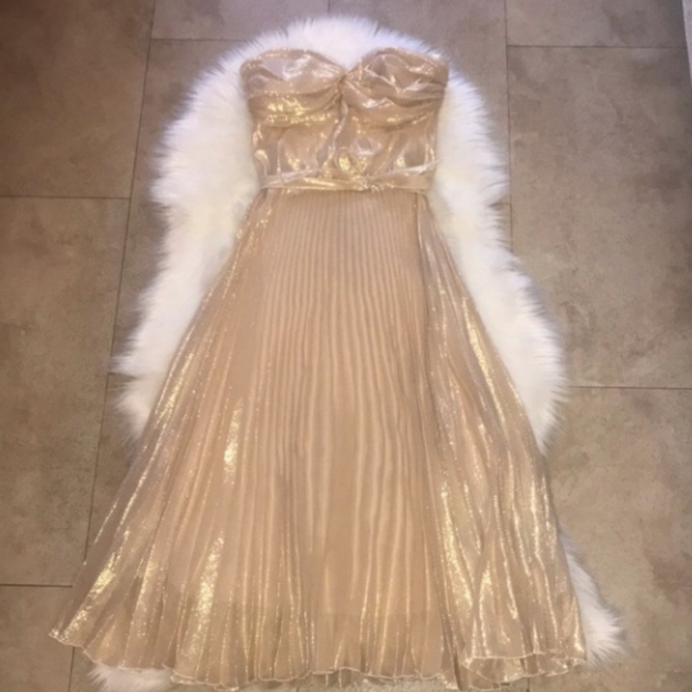 Nicole Bakti gold formal dress